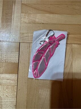 Pink Feather Reflective Safety Keychain